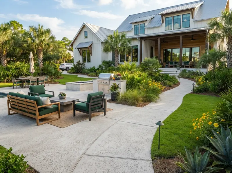 Custom concrete patio and walkway in Florida Custom concrete patio and walkway in Florida