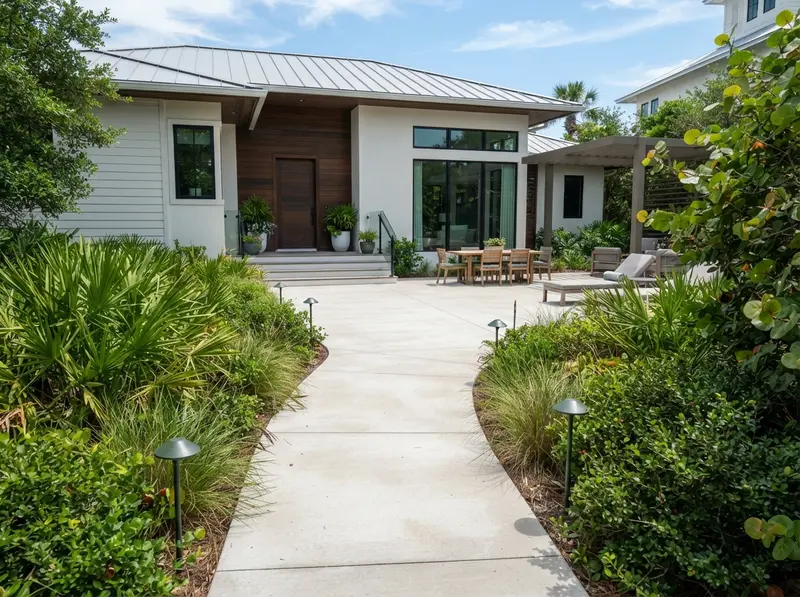 Custom concrete patio and landscape in Santa Custom concrete patio and landscape in Santa