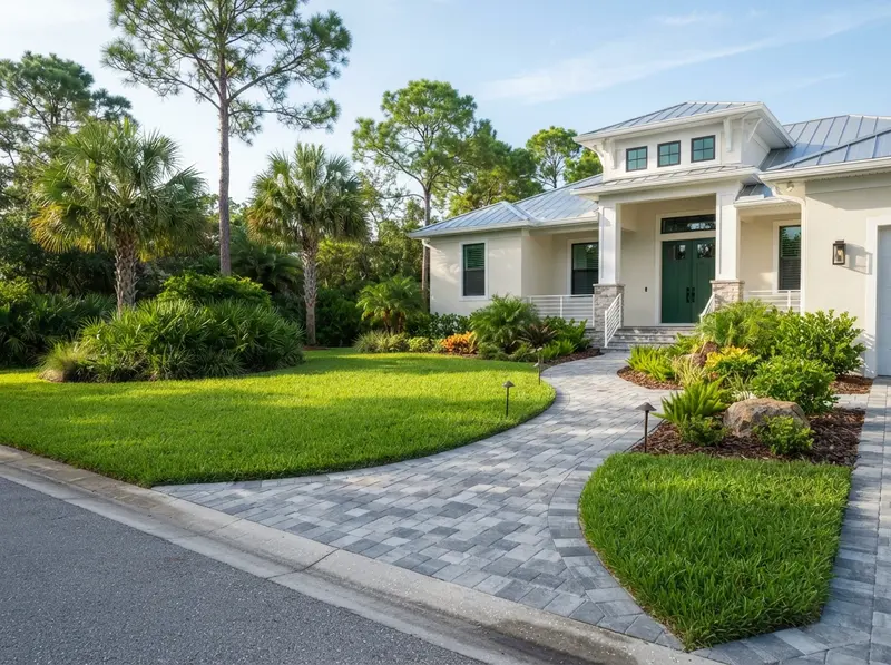 Concrete paver walkway in Florida yard Concrete paver walkway in Florida yard