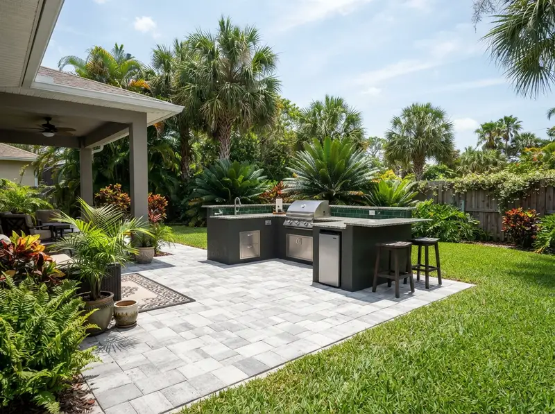 Coastal paver patio in Coastal paver patio in