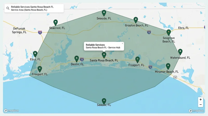 Service Area Map for Reliable Services Santa