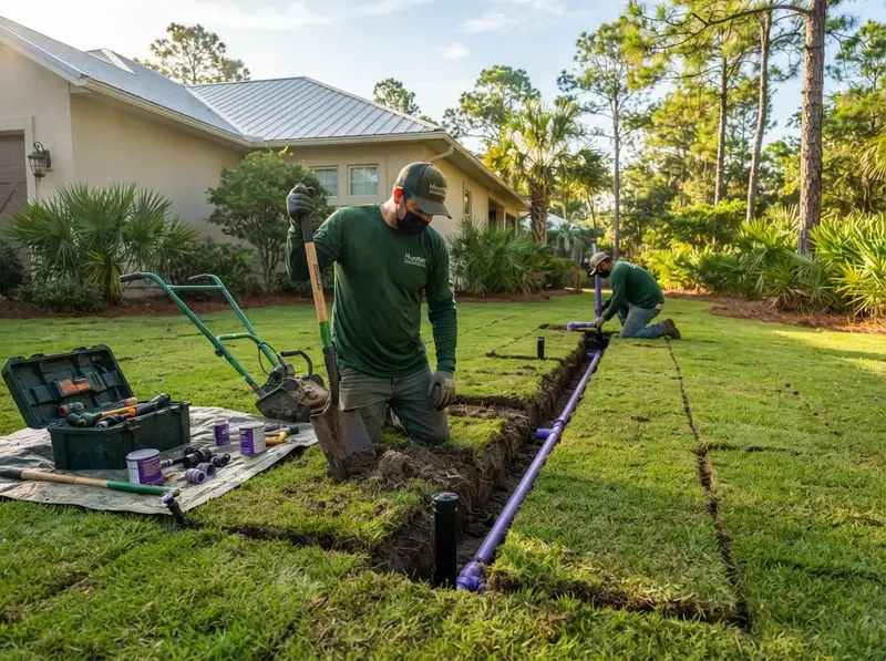 Professional sprinkler system installation setup Professional sprinkler system installation setup
